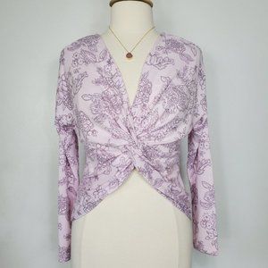 Candie's Pink Purple Reversible Front Back Soft Twist Pullover Top Sz M Juniors